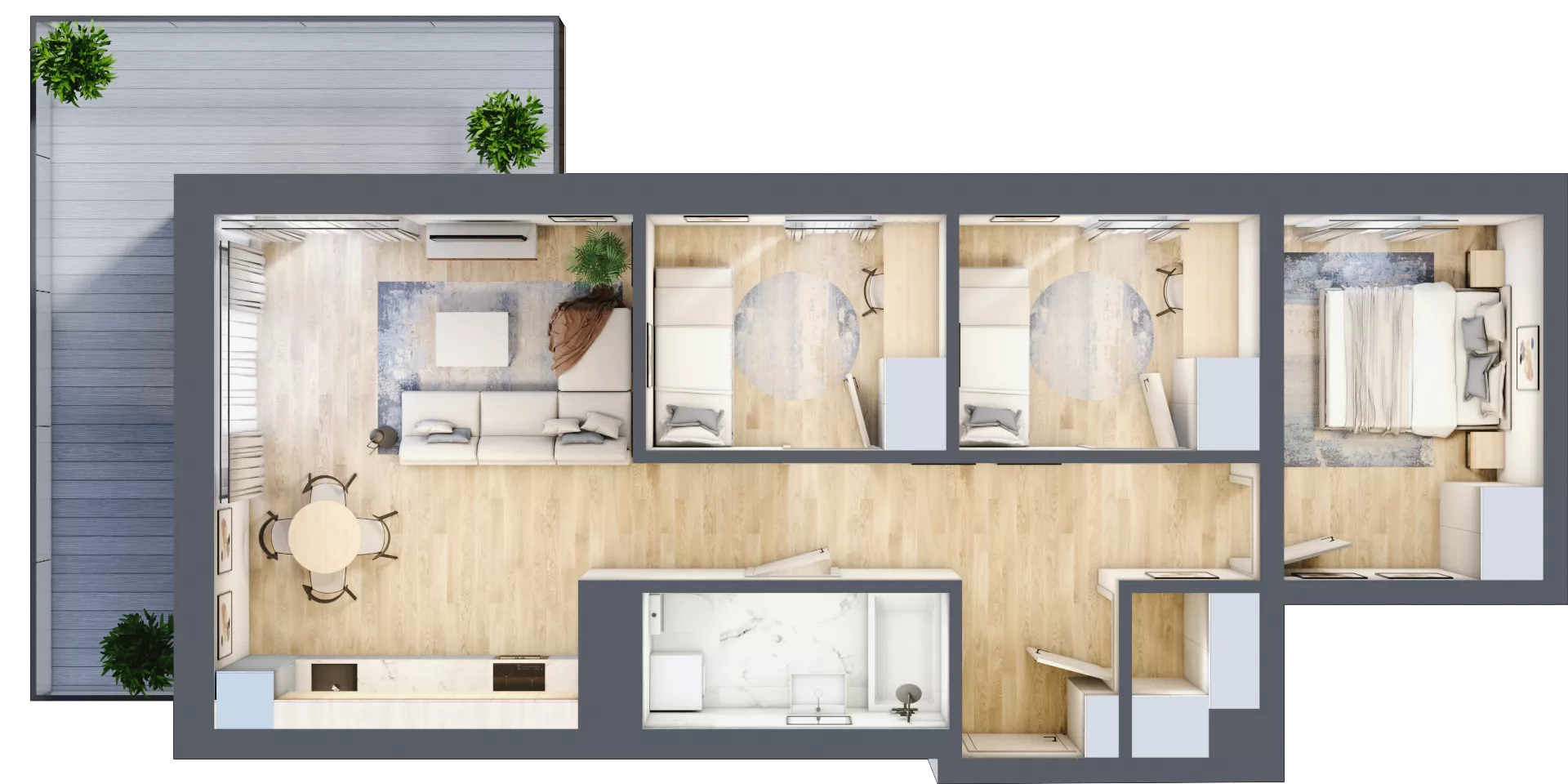 4 pokoje, mieszkanie 66,34 m², piętro 2, oferta nr B 2.04, Park Moniuszki II, Mysłowice, ul. Okrzei / Wielka Skotnica