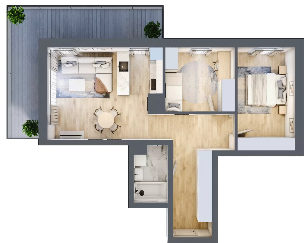 3 pokoje, mieszkanie 63,60 m², piętro 4, oferta nr B 4.05, Park Moniuszki II, Mysłowice, ul. Okrzei / Wielka Skotnica