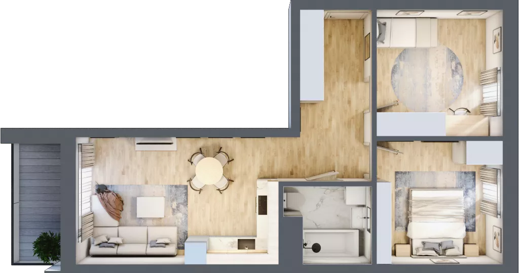 3 pokoje, mieszkanie 58,23 m², piętro 6, oferta nr B 6.01, Park Moniuszki II, Mysłowice, ul. Okrzei / Wielka Skotnica