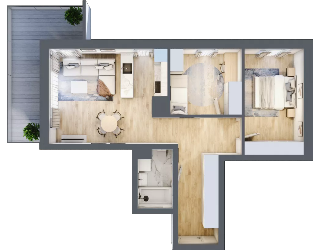 3 pokoje, mieszkanie 63,51 m², piętro 6, oferta nr B 6.05, Park Moniuszki II, Mysłowice, ul. Okrzei / Wielka Skotnica