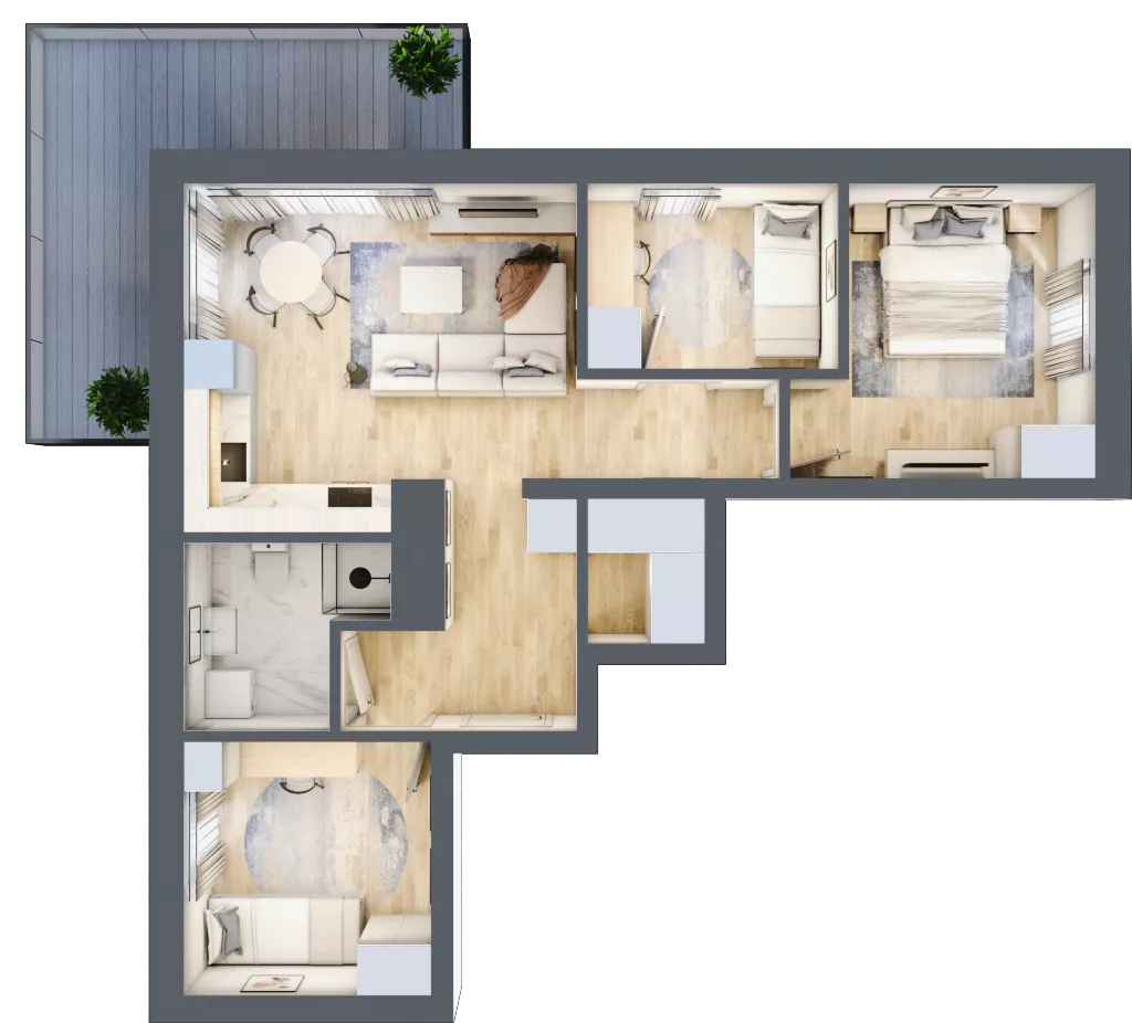 4 pokoje, mieszkanie 63,29 m², piętro 7, oferta nr A 7.01, Park Moniuszki II, Mysłowice, ul. Okrzei / Wielka Skotnica