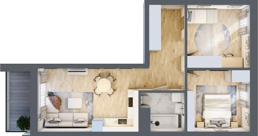 3 pokoje, mieszkanie 58,23 m², piętro 8, oferta nr B 8.01, Park Moniuszki II, Mysłowice, ul. Okrzei / Wielka Skotnica