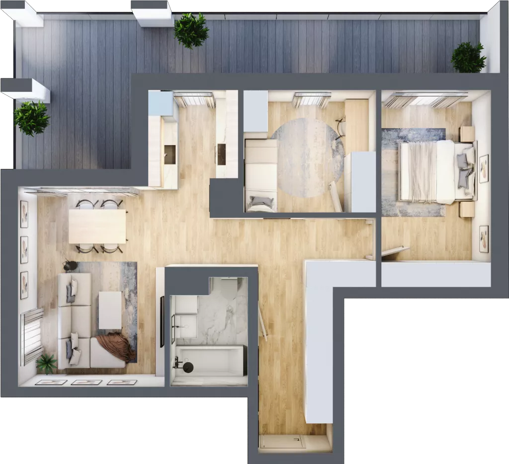 3 pokoje, mieszkanie 67,42 m², piętro 9, oferta nr B 9.03, Park Moniuszki II, Mysłowice, ul. Okrzei / Wielka Skotnica