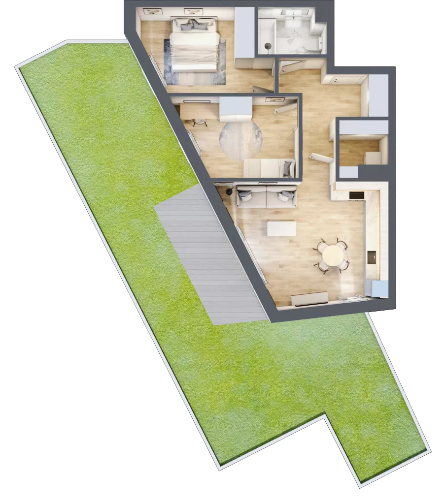 3 pokoje, mieszkanie 65,21 m², parter, oferta nr VB.0.02, Vanda Park, Chorzów, Chorzów II, ul. Wandy 66