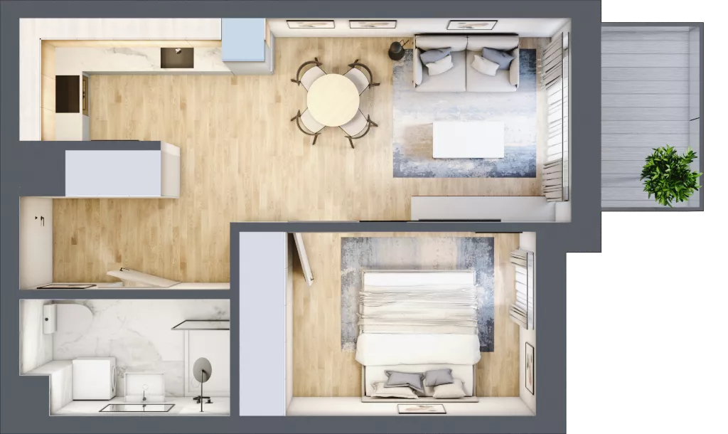 2 pokoje, mieszkanie 40,23 m², piętro 3, oferta nr VB.3.05, Vanda Park, Chorzów, Chorzów II, ul. Wandy 66
