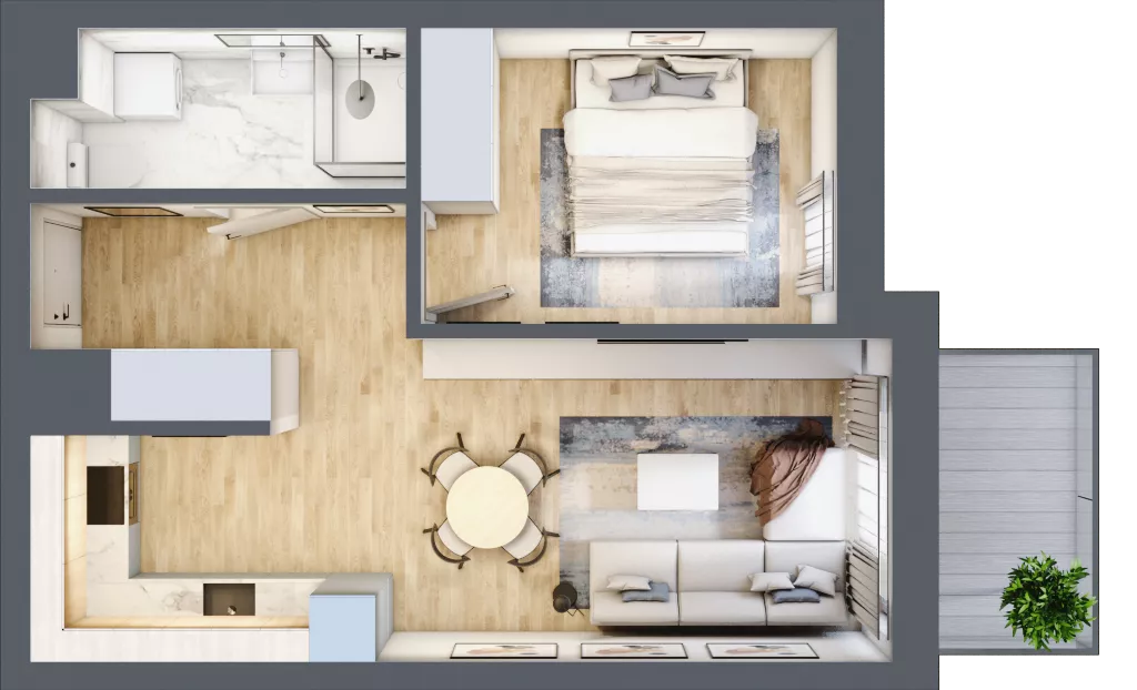 2 pokoje, mieszkanie 41,04 m², piętro 3, oferta nr VB.3.06, Vanda Park, Chorzów, Chorzów II, ul. Wandy 66