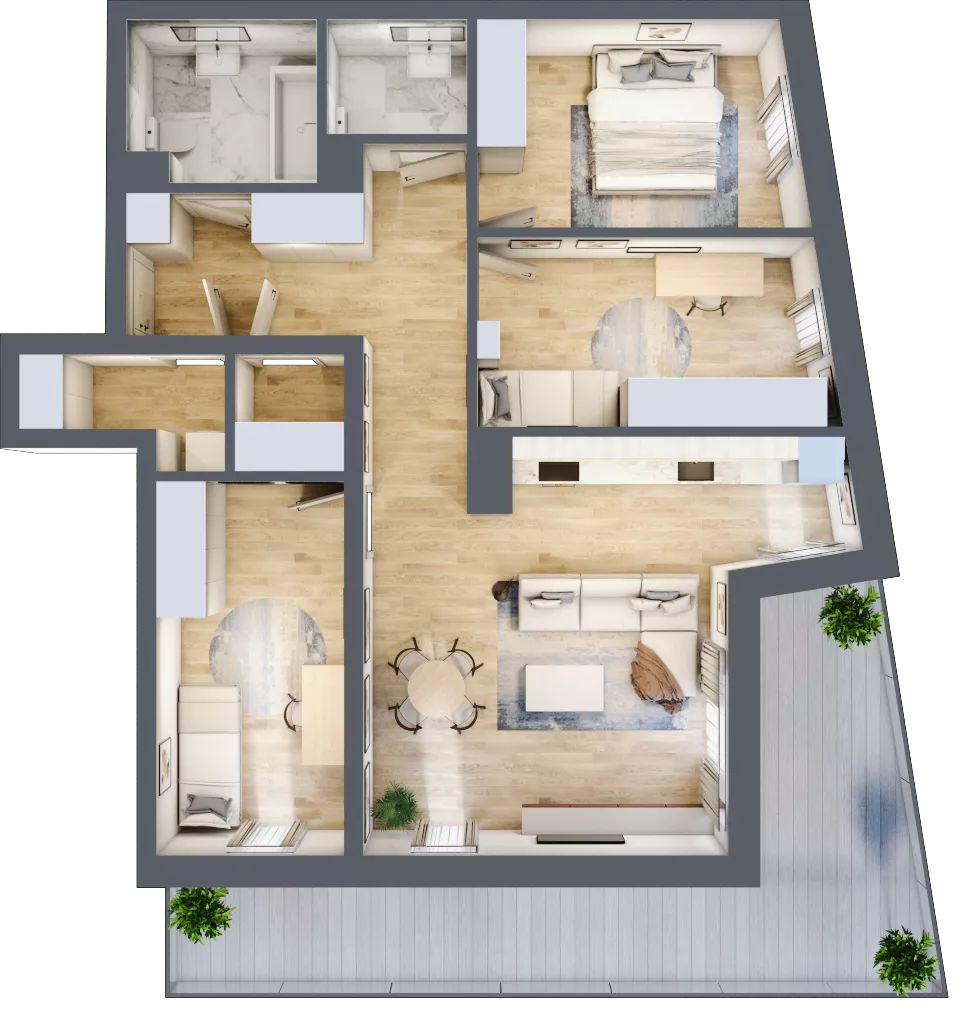4 pokoje, mieszkanie 89,54 m², piętro 3, oferta nr VB.3.10, Vanda Park, Chorzów, Chorzów II, ul. Wandy 66