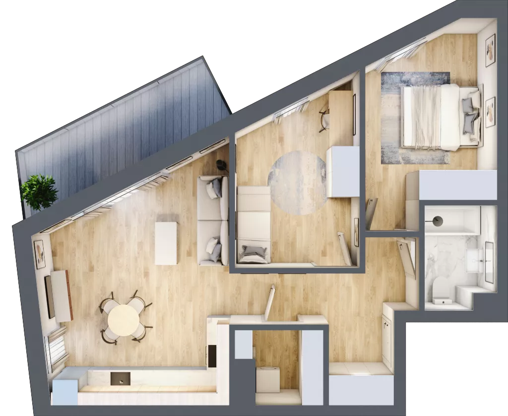 3 pokoje, mieszkanie 65,21 m², piętro 4, oferta nr VB.4.02, Vanda Park, Chorzów, Chorzów II, ul. Wandy 66