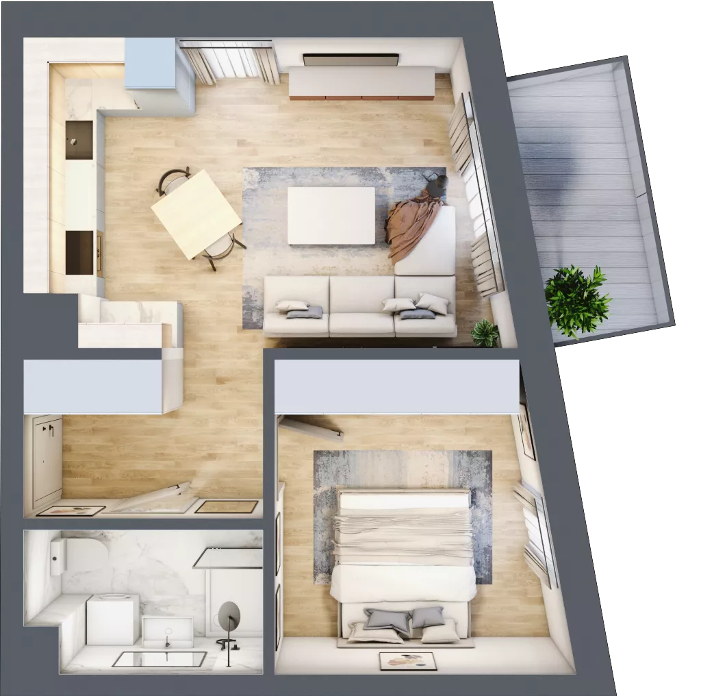 2 pokoje, mieszkanie 42,18 m², piętro 1, oferta nr VC.1.02, Vanda Park, Chorzów, Chorzów II, ul. Wandy 66