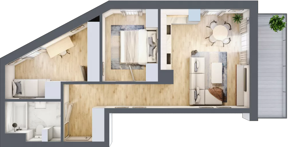3 pokoje, mieszkanie 58,66 m², piętro 1, oferta nr VC.1.06, Vanda Park, Chorzów, Chorzów II, ul. Wandy 66