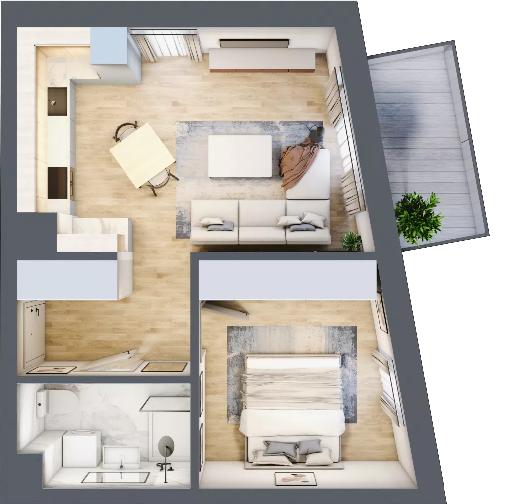 2 pokoje, mieszkanie 42,18 m², piętro 2, oferta nr VC.2.02, Vanda Park, Chorzów, Chorzów II, ul. Wandy 66