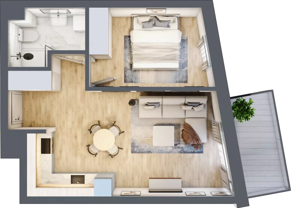 2 pokoje, mieszkanie 43,07 m², piętro 2, oferta nr VC.2.03, Vanda Park, Chorzów, Chorzów II, ul. Wandy 66