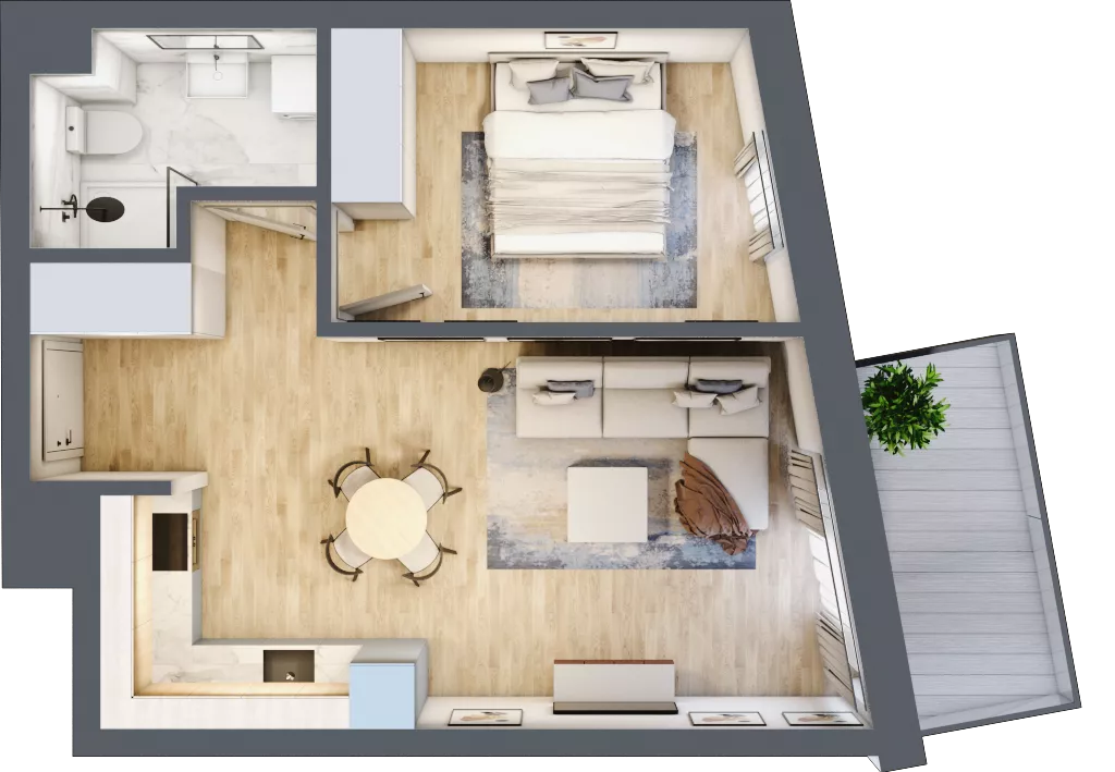 2 pokoje, mieszkanie 43,07 m², piętro 3, oferta nr VC.3.03, Vanda Park, Chorzów, Chorzów II, ul. Wandy 66
