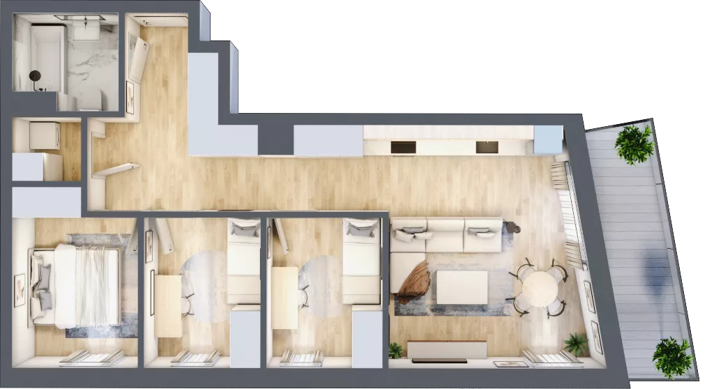 4 pokoje, mieszkanie 69,77 m², piętro 3, oferta nr VC.3.04, Vanda Park, Chorzów, Chorzów II, ul. Wandy 66