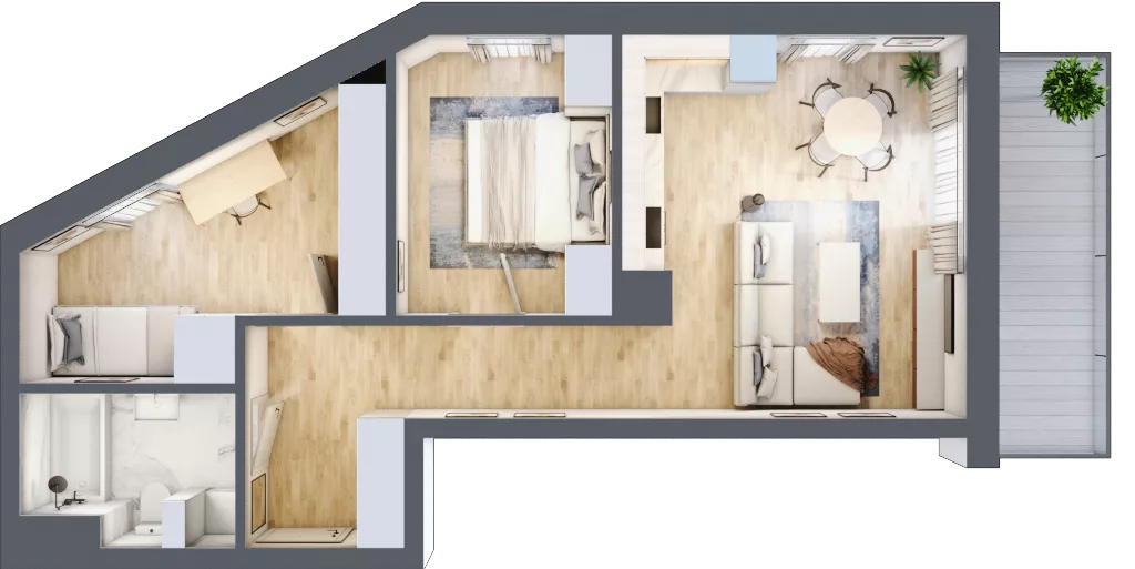 3 pokoje, mieszkanie 58,66 m², piętro 4, oferta nr VC.4.05, Vanda Park, Chorzów, Chorzów II, ul. Wandy 66