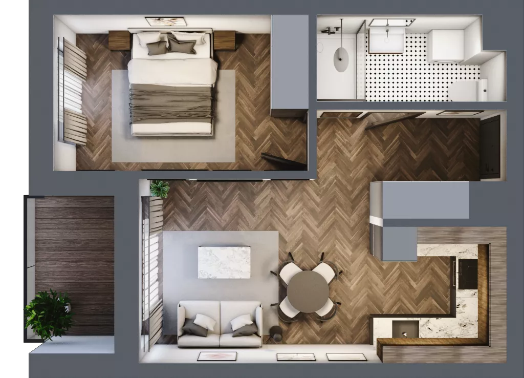 2 pokoje, mieszkanie 40,15 m², piętro 2, oferta nr E.2.10, Wzgórze Poetów 2, Gliwice, Wójtowa Wieś, ul. T. Mazowieckiego