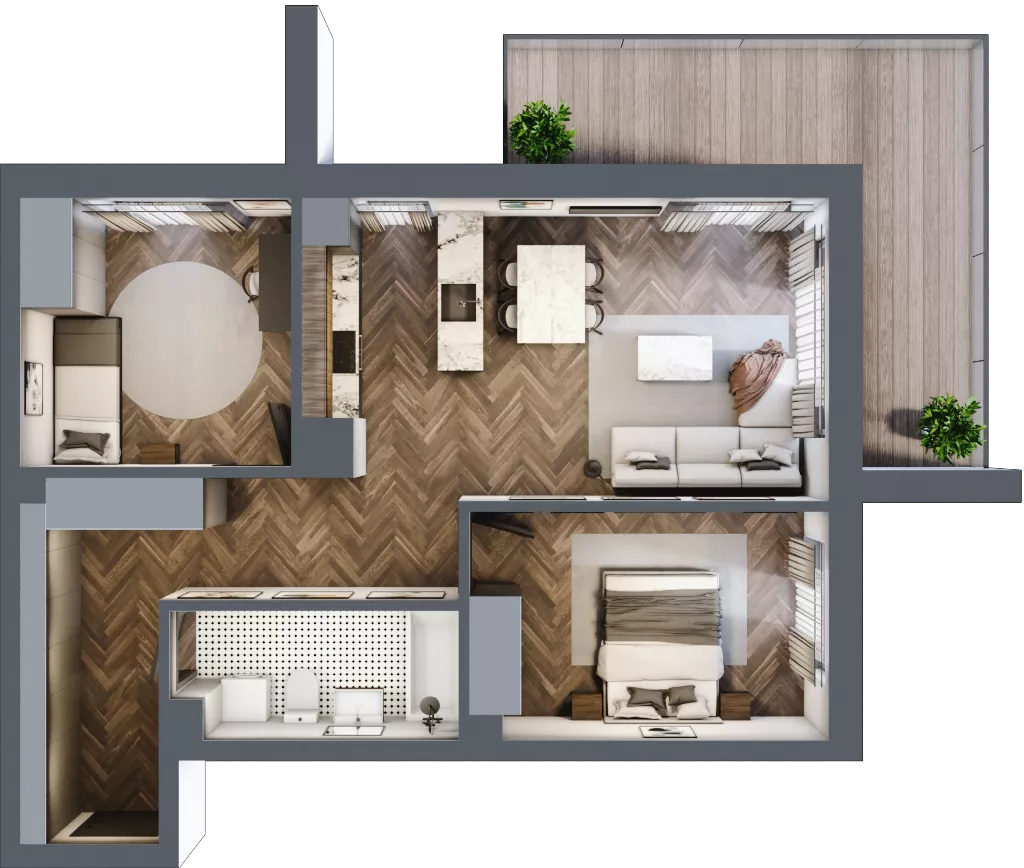 3 pokoje, mieszkanie 68,23 m², piętro 2, oferta nr E.2.03, Wzgórze Poetów 2, Gliwice, Wójtowa Wieś, ul. T. Mazowieckiego