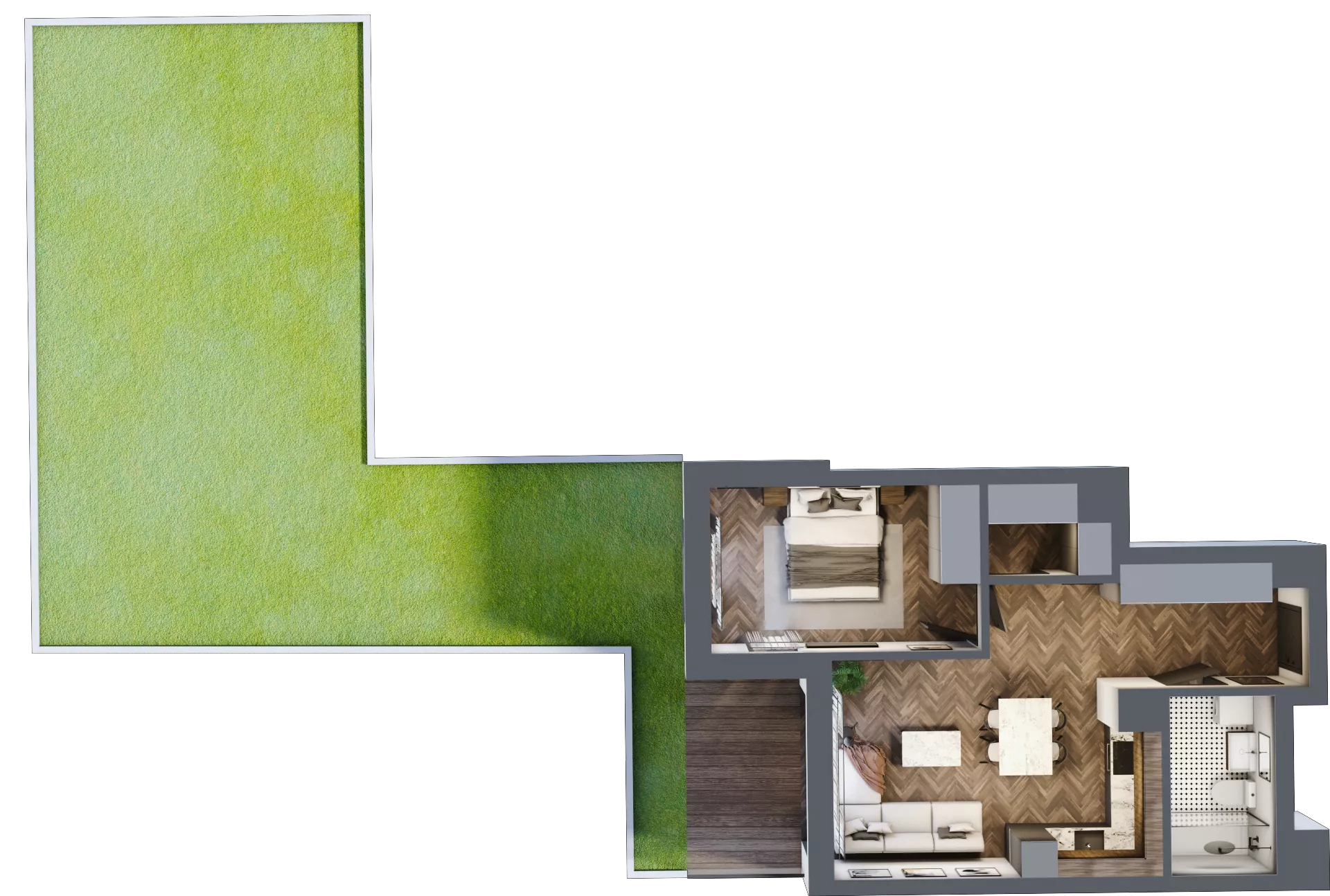 2 pokoje, mieszkanie 47,32 m², parter, oferta nr E.0.09, Wzgórze Poetów 2, Gliwice, Wójtowa Wieś, ul. T. Mazowieckiego
