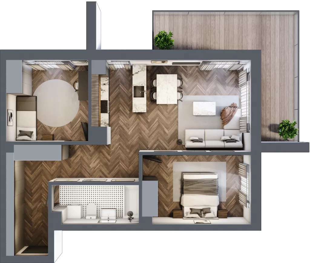 3 pokoje, mieszkanie 68,24 m², piętro 2, oferta nr F.2.03, Wzgórze Poetów 2, Gliwice, Wójtowa Wieś, ul. T. Mazowieckiego