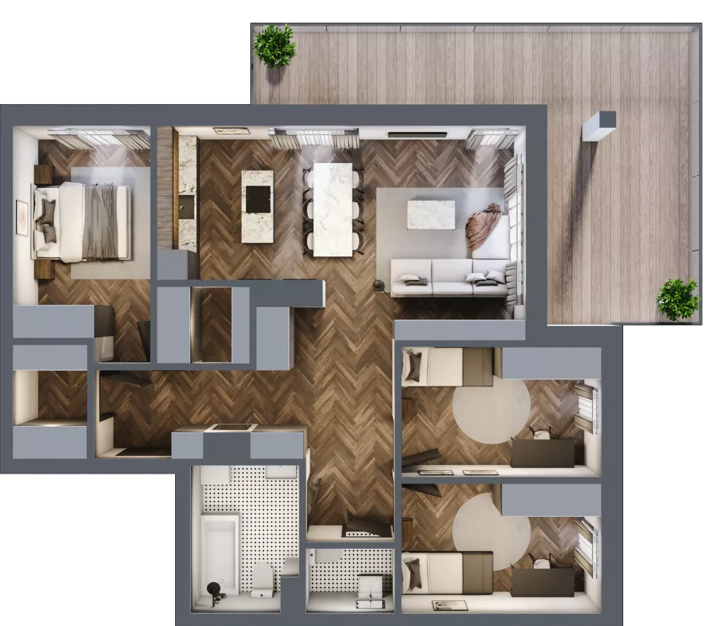 4 pokoje, mieszkanie 89,25 m², piętro 3, oferta nr F.3.01, Wzgórze Poetów 2, Gliwice, Wójtowa Wieś, ul. T. Mazowieckiego