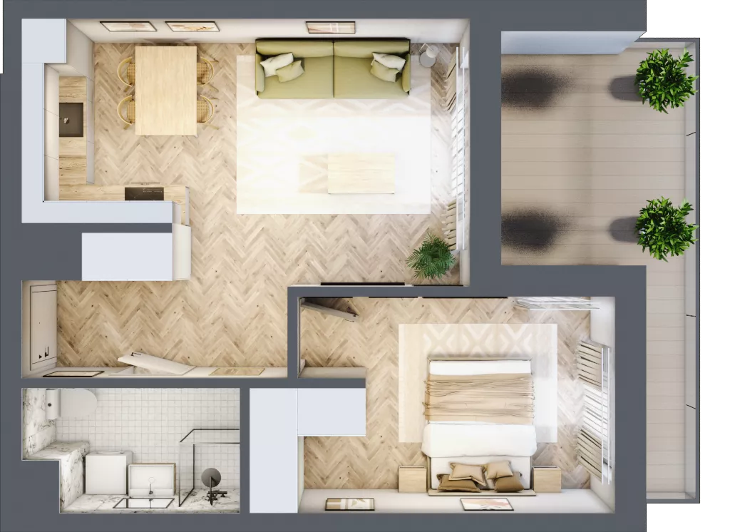 2 pokoje, mieszkanie 44,44 m², piętro 2, oferta nr D.2.4, Panorama Bańgów Etap II, Siemianowice Śląskie, Bańgów, ul. Bańgowska 32
