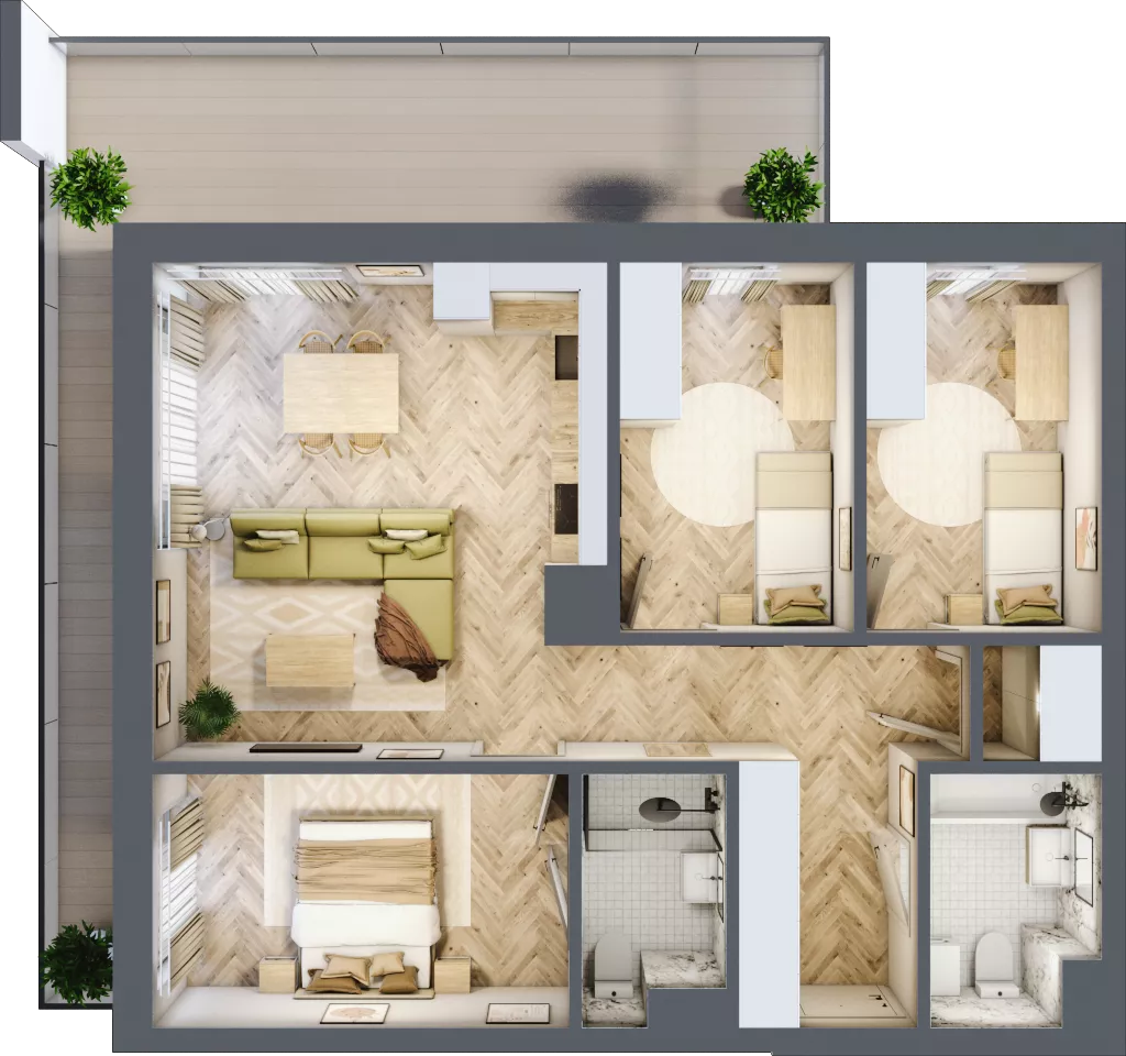 4 pokoje, mieszkanie 76,86 m², piętro 2, oferta nr D.2.2, Panorama Bańgów Etap II, Siemianowice Śląskie, Bańgów, ul. Bańgowska 32