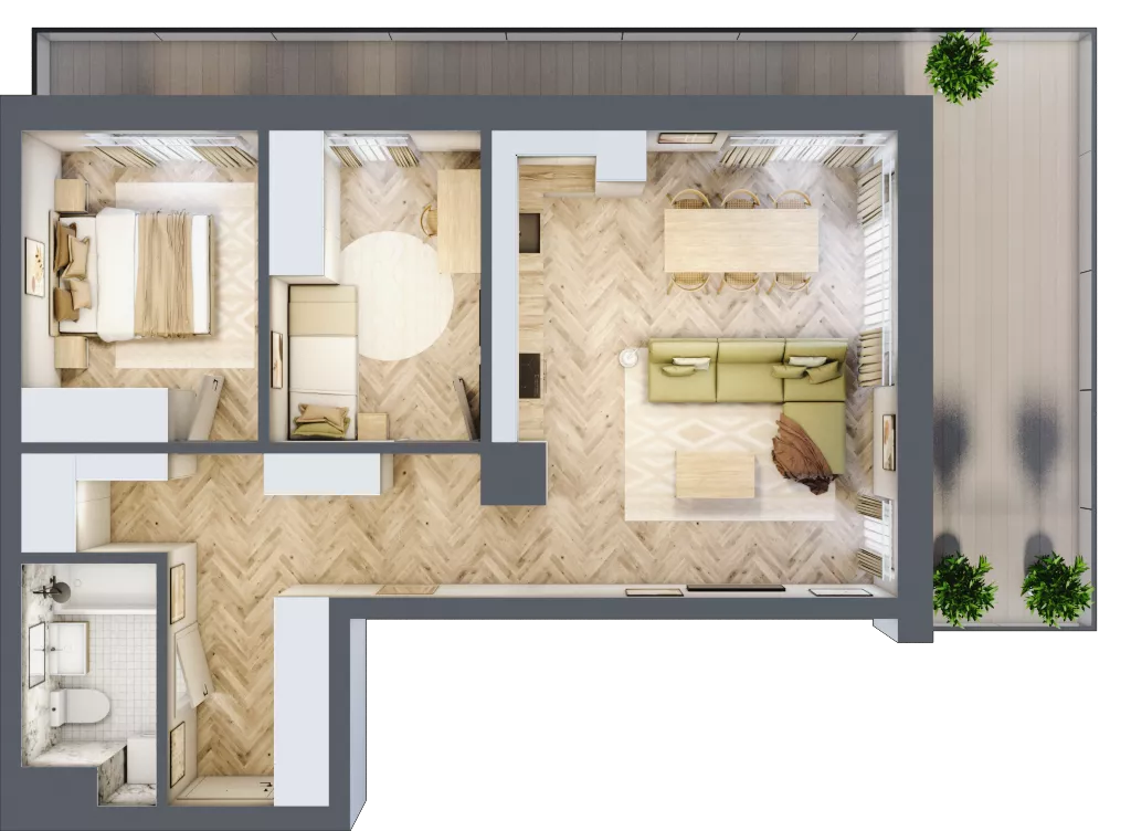 3 pokoje, mieszkanie 64,41 m², piętro 4, oferta nr D.4.5, Panorama Bańgów Etap II, Siemianowice Śląskie, Bańgów, ul. Bańgowska 32