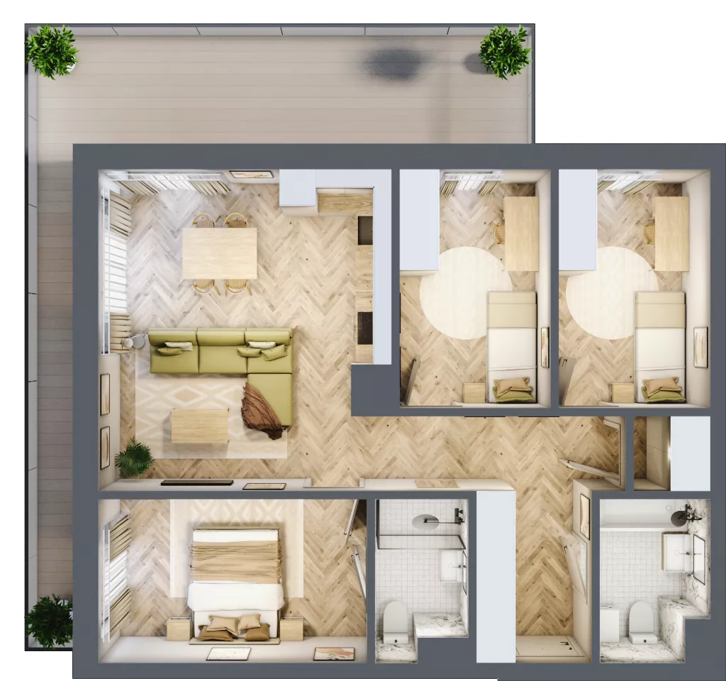 4 pokoje, mieszkanie 76,57 m², piętro 4, oferta nr D.4.2, Panorama Bańgów Etap II, Siemianowice Śląskie, Bańgów, ul. Bańgowska 32
