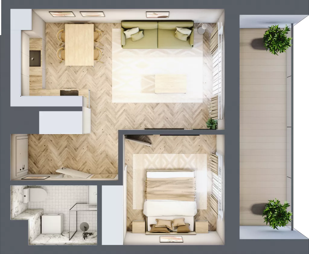 2 pokoje, mieszkanie 38,71 m², piętro 5, oferta nr D.5.3, Panorama Bańgów Etap II, Siemianowice Śląskie, Bańgów, ul. Bańgowska 32