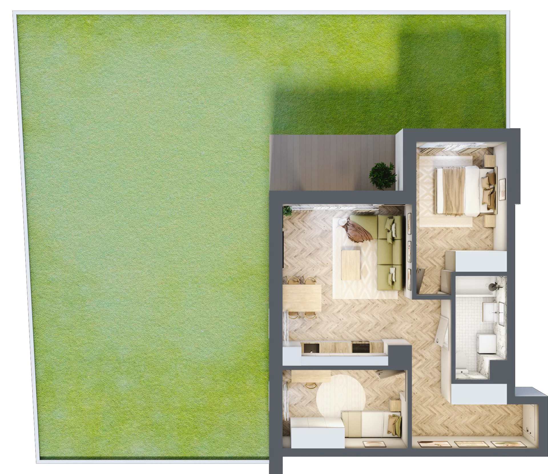 3 pokoje, mieszkanie 59,29 m², parter, oferta nr D.0.2, Panorama Bańgów Etap II, Siemianowice Śląskie, Bańgów, ul. Bańgowska 32