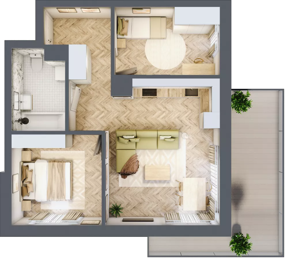 3 pokoje, mieszkanie 57,91 m², piętro 4, oferta nr D.4.7, Panorama Bańgów Etap II, Siemianowice Śląskie, Bańgów, ul. Bańgowska 32