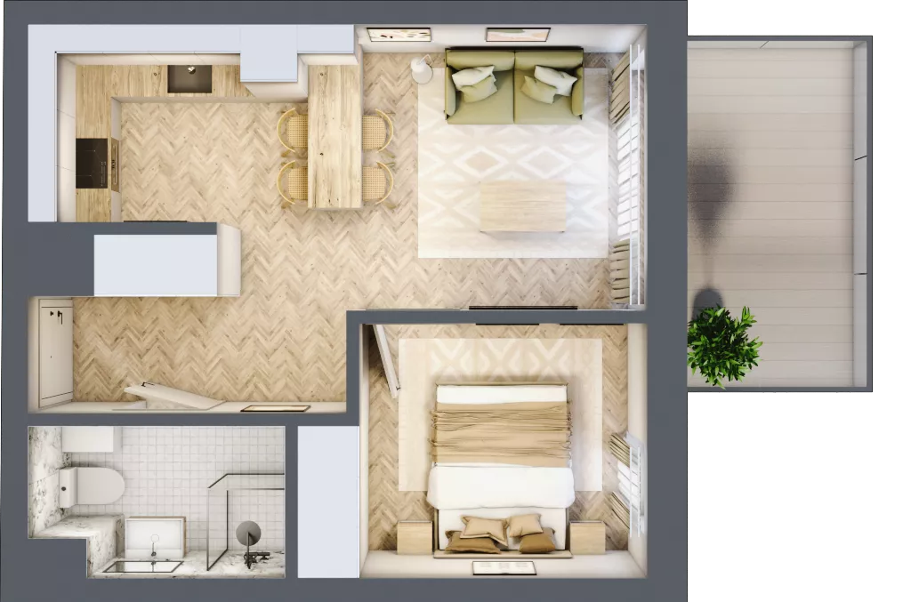 2 pokoje, mieszkanie 36,21 m², piętro 2, oferta nr D.2.6, Panorama Bańgów Etap II, Siemianowice Śląskie, Bańgów, ul. Bańgowska 32
