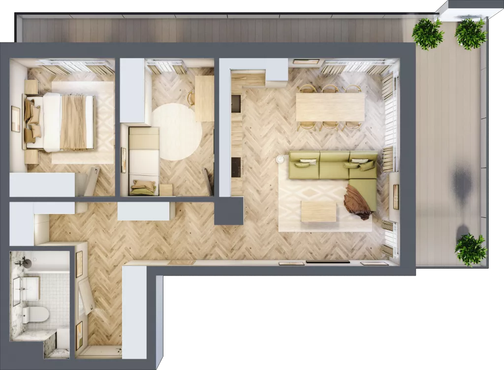 3 pokoje, mieszkanie 64,41 m², piętro 2, oferta nr E.2.5, Panorama Bańgów Etap II, Siemianowice Śląskie, Bańgów, ul. Bańgowska 32