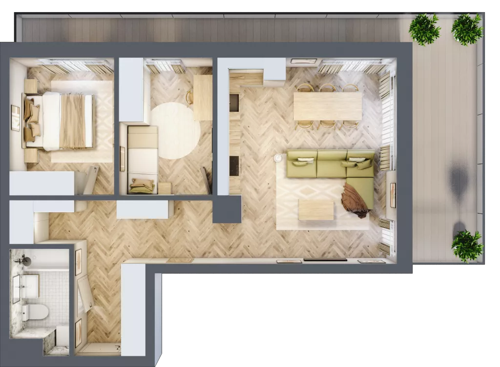 3 pokoje, mieszkanie 64,41 m², piętro 4, oferta nr E.4.5, Panorama Bańgów Etap II, Siemianowice Śląskie, Bańgów, ul. Bańgowska 32