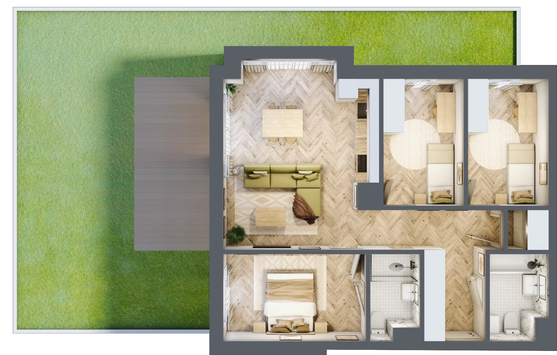 4 pokoje, mieszkanie 76,86 m², parter, oferta nr E.0.1, Panorama Bańgów Etap II, Siemianowice Śląskie, Bańgów, ul. Bańgowska 32