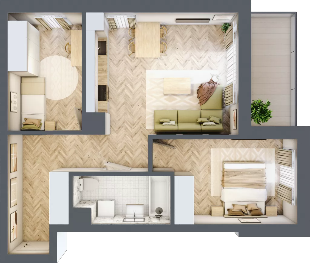 3 pokoje, mieszkanie 59,29 m², piętro 5, oferta nr E.5.2, Panorama Bańgów Etap II, Siemianowice Śląskie, Bańgów, ul. Bańgowska 32
