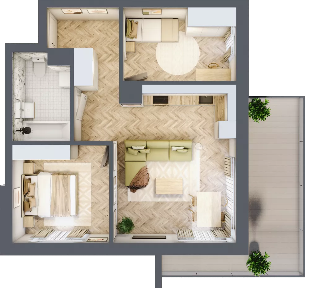 3 pokoje, mieszkanie 57,91 m², piętro 2, oferta nr E.2.7, Panorama Bańgów Etap II, Siemianowice Śląskie, Bańgów, ul. Bańgowska 32