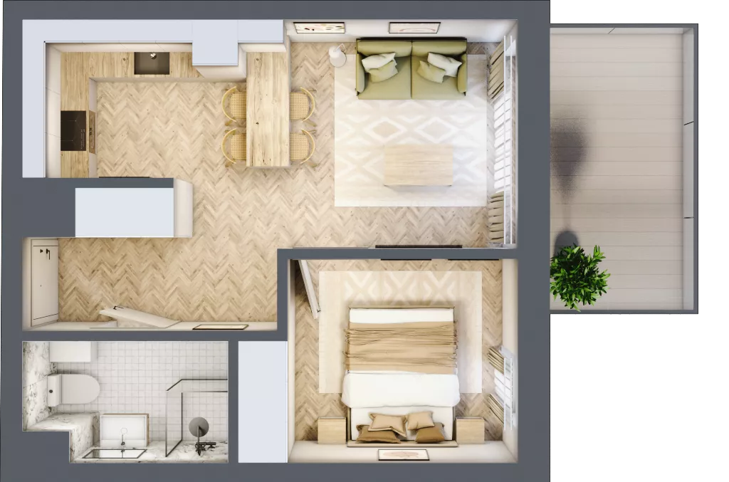 2 pokoje, mieszkanie 36,21 m², parter, oferta nr F.0.5, Panorama Bańgów Etap II, Siemianowice Śląskie, Bańgów, ul. Bańgowska 32