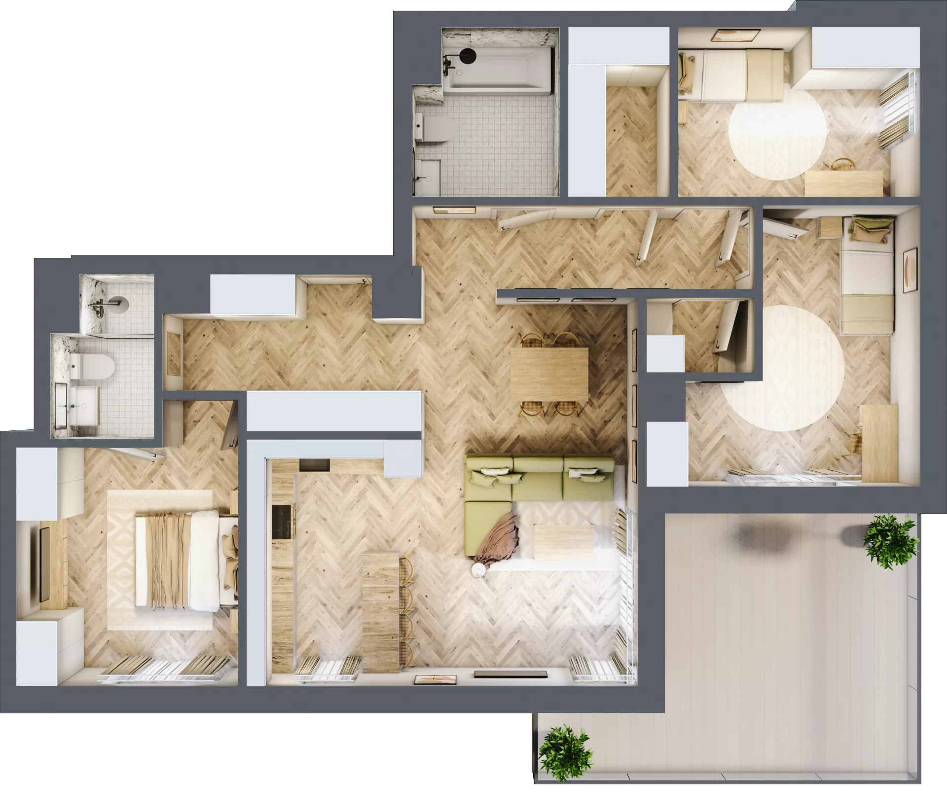4 pokoje, mieszkanie 102,87 m², piętro 4, oferta nr F.4.4, Panorama Bańgów Etap II, Siemianowice Śląskie, Bańgów, ul. Bańgowska 32