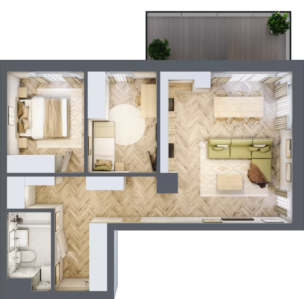 3 pokoje, mieszkanie 64,41 m², parter, oferta nr F.0.4, Panorama Bańgów Etap II, Siemianowice Śląskie, Bańgów, ul. Bańgowska 32