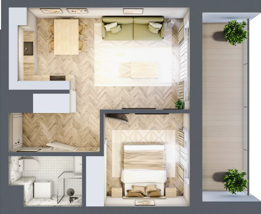 2 pokoje, mieszkanie 38,71 m², piętro 4, oferta nr F.4.3, Panorama Bańgów Etap II, Siemianowice Śląskie, Bańgów, ul. Bańgowska 32