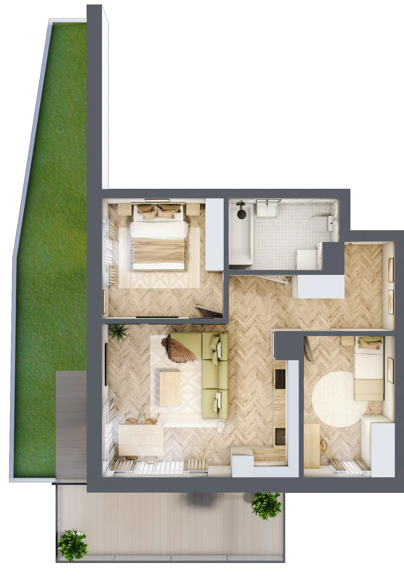 3 pokoje, mieszkanie 57,91 m², parter, oferta nr F.0.6, Panorama Bańgów Etap II, Siemianowice Śląskie, Bańgów, ul. Bańgowska 32