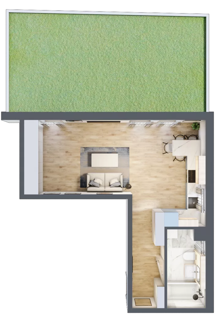 1 pokój, mieszkanie 37,55 m², parter, oferta nr 4, Popiełuszki, Szczecin, Zachód, Pogodno, ul. Popiełuszki 6