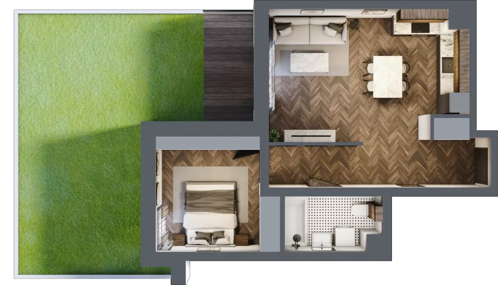 2 pokoje, mieszkanie 48,49 m², parter, oferta nr B.0.17.2a, Atrium, Łódź, Polesie, Stare Polesie, ul. kpt. Stefana Pogonowskiego 44/46