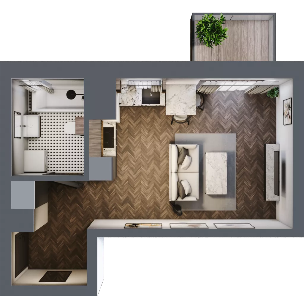 1 pokój, mieszkanie 29,14 m², piętro 1, oferta nr A.1.20.1a, Atrium, Łódź, Polesie, Stare Polesie, ul. kpt. Stefana Pogonowskiego 44/46