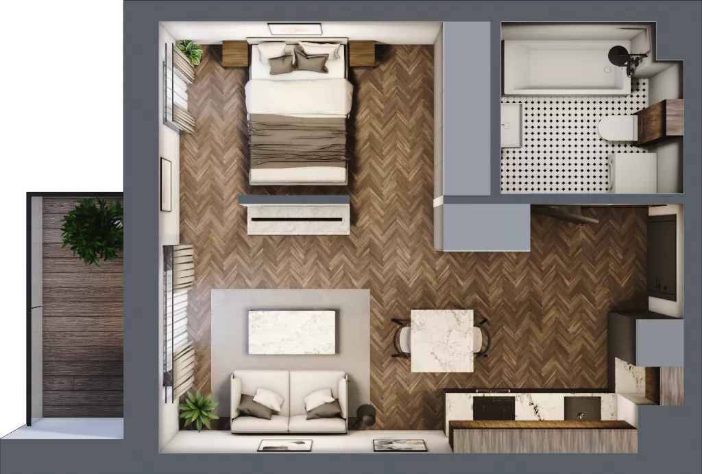 1 pokój, mieszkanie 34,98 m², piętro 1, oferta nr B.1.20.1a, Atrium, Łódź, Polesie, Stare Polesie, ul. kpt. Stefana Pogonowskiego 44/46