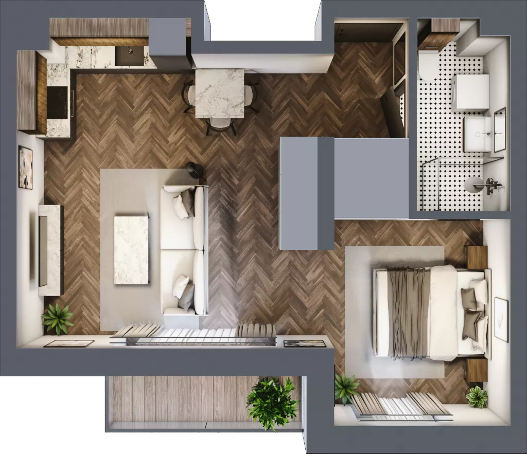 1 pokój, mieszkanie 43,06 m², piętro 1, oferta nr B.1.21.1a, Atrium, Łódź, Polesie, Stare Polesie, ul. kpt. Stefana Pogonowskiego 44/46