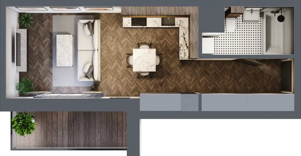 1 pokój, mieszkanie 33,31 m², piętro 1, oferta nr B.1.22.1a, Atrium, Łódź, Polesie, Stare Polesie, ul. kpt. Stefana Pogonowskiego 44/46