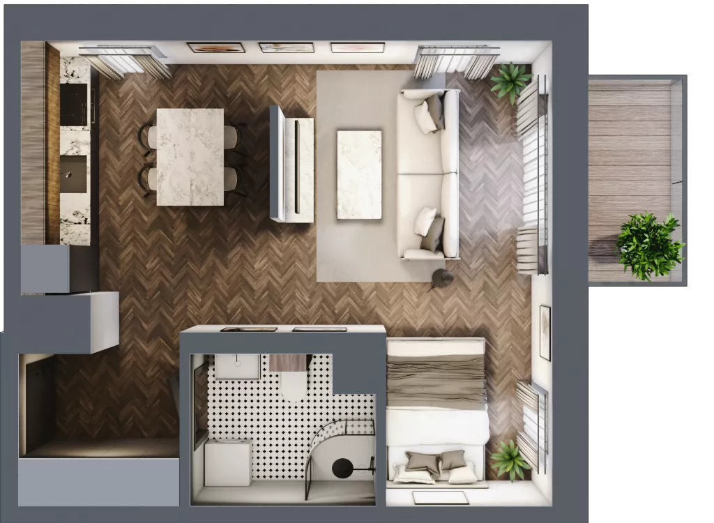 1 pokój, mieszkanie 36,11 m², piętro 1, oferta nr B.1.26.1k, Atrium, Łódź, Polesie, Stare Polesie, ul. kpt. Stefana Pogonowskiego 44/46