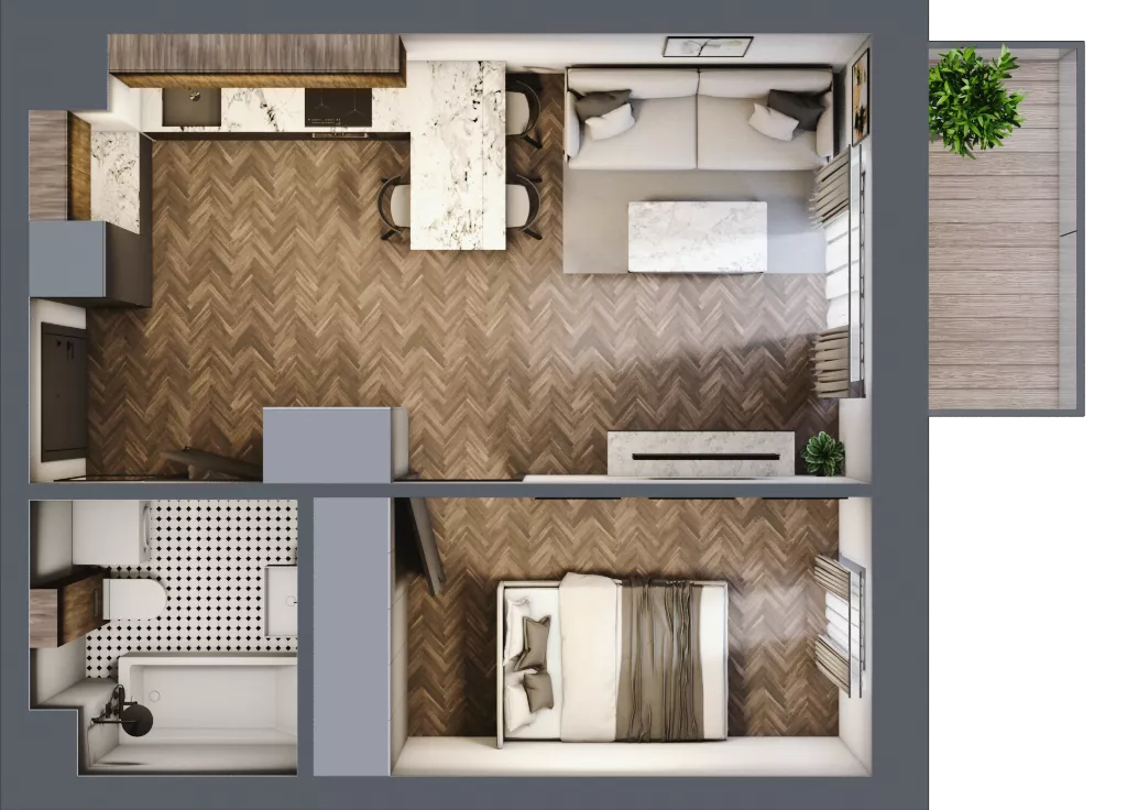 2 pokoje, mieszkanie 37,35 m², piętro 1, oferta nr B.1.30.2a, Atrium, Łódź, Polesie, Stare Polesie, ul. kpt. Stefana Pogonowskiego 44/46